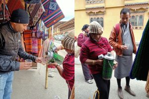 Chai vendors commonly seen on the street of Thimpu, Bhutan. Asian tea culture
